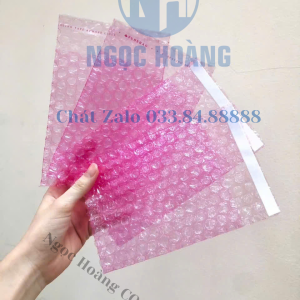 Túi xốp nổ màu hồng chống tĩnh điện có băng dính chết