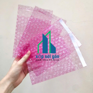 Túi xốp nổ màu hồng chống tĩnh điện có băng dính chết